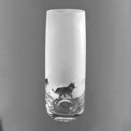 German Shepherd Vase - 15cm Crystal Glass Bud Vase With Long Hair German Shepherd Frieze Design - thumbnail 3