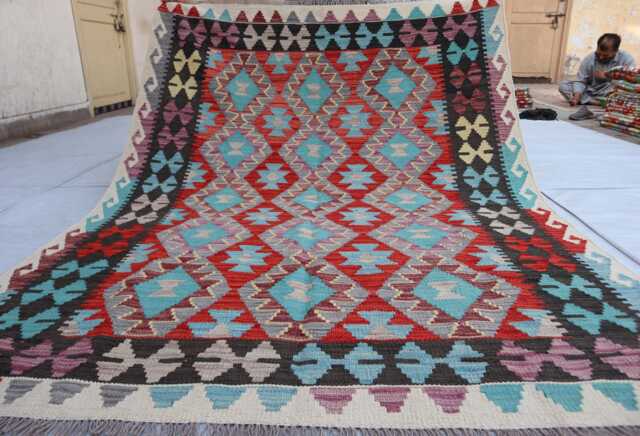 5x7 Ft Flatweave New Kilim Rug, Turkmen Oriental Rug, Tribal Afghan Maimana Vintage Rug For Bedroom, Livingroom - image 1