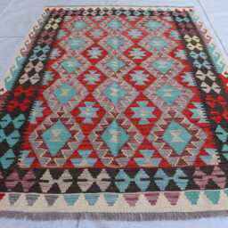 5x7 Ft Flatweave New Kilim Rug, Turkmen Oriental Rug, Tribal Afghan Maimana Vintage Rug For Bedroom, Livingroom - thumbnail 2