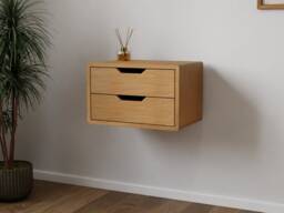 Nightstand With Floating Suspension Made Of Solid Oak - Alva