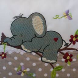 Personalized Cushion With Name - Elephant Beige Polka Dots - thumbnail 2