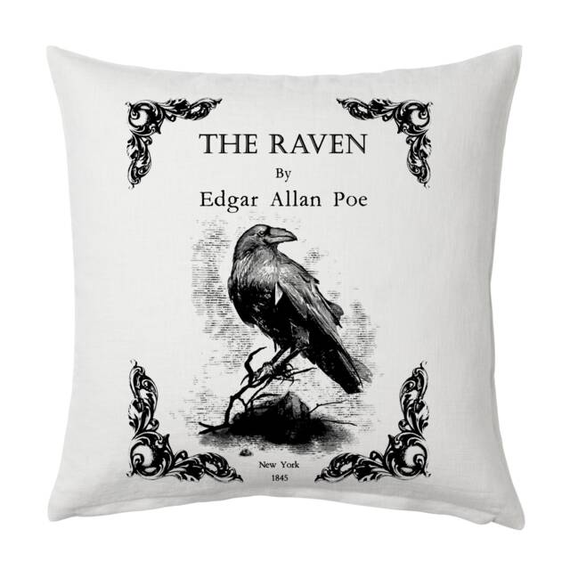 The Raven By Edgar Allan Poe Pillow Cover, Book Pillow Cover - image 1