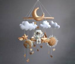 Space Baby Mobile Felt Astronaut, Planets & Stars Nursery Decor