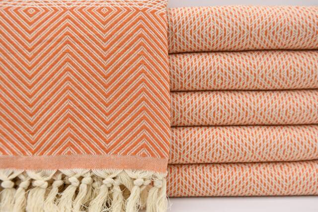 Turkish Blanket, Turkish Bedspread, Orange Blanket, Beach Throw, Towel Throw, Cotton Blanket, Home Decor, Bed Cover, 75x91, Turkish Towel, B3-Dreamb - image 1