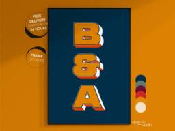 Personalised Retro Letter Print Custom Name Poster Wall Decor Couple Gift Minimal Our Names Anniversary For Him Her - thumbnail 1
