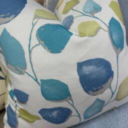Blue Leaf Panaz Fabric Cushion Cover Handmade Decorative Pillow - thumbnail 2