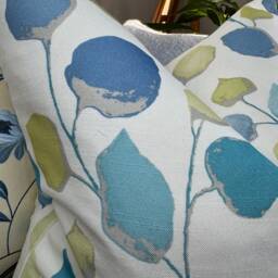 Blue Leaf Panaz Fabric Cushion Cover Handmade Decorative Pillow - thumbnail 4
