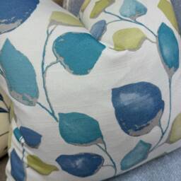 Blue Leaf Panaz Fabric Cushion Cover Handmade Decorative Pillow - thumbnail 3