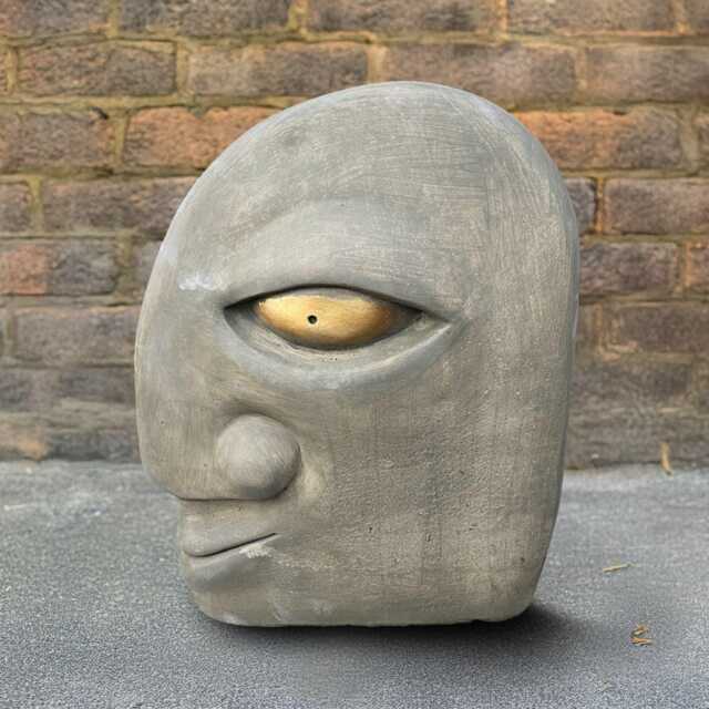 Stone Abstract Face Sculpture Concrete Head Statue Outdoor Minimalist Figurine Unique Handmade Gift Modern Accent Ornament Home Decor Art - image 1