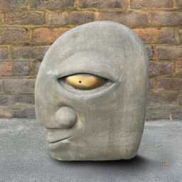 Stone Abstract Face Sculpture Concrete Head Statue Outdoor Minimalist Figurine Unique Handmade Gift Modern Accent Ornament Home Decor Art
