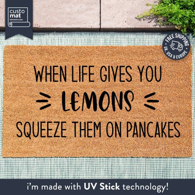 When Life Gives You Lemons - Pancake Door Mat Funny Food Doormat Custom Coir Housewarming Gift Welcome Day - image 1