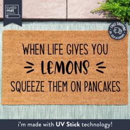 When Life Gives You Lemons - Pancake Door Mat Funny Food Doormat Custom Coir Housewarming Gift Welcome Day - thumbnail 1