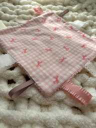 Handmade Pink Sensory Baby Comforter Sherpa Taggy Blanket - thumbnail 1