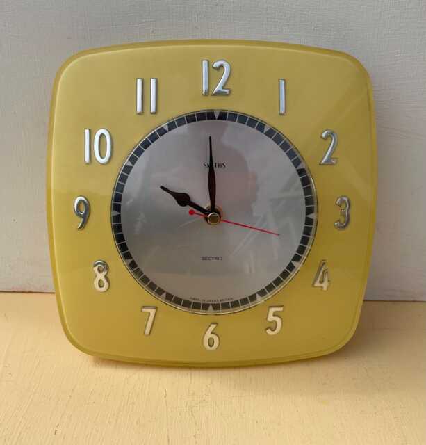 Vintage Yellow Wall Clock - Smiths Sectric Recycled Clock - image 1