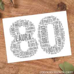 Personalised 80Th Word Art Print, Custom Wall Framed Picture Birthday Gift, For Him, Her, Men, Mum, Dad, Friend Nl - thumbnail 3