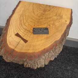 Live-Edge Oak Slab Side Table With Oak Legs - Handcrafted Rustic Furniture - thumbnail 2