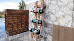 Bourbon Barrel Stave Wine Rack - Rustic 3-Bottle Countertop Display - thumbnail 1