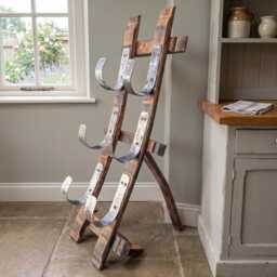 Bourbon Barrel Stave Wine Rack - Rustic 3-Bottle Countertop Display - thumbnail 2