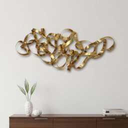 Unique Gold Metal Wall Decor - Modern Abstract Hanging For Luxury Interiors - thumbnail 2