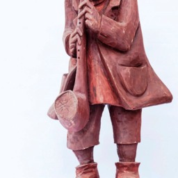 The Musician - Busker Wooden Statue Hand Made Sculpture - thumbnail 2