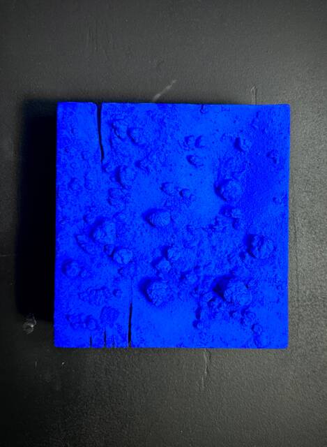 Monochrome Relief Concrete Wall Art, Wabi Sabi Plaster - Stratum Ultramarine Blue - image 1