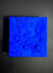 Monochrome Relief Concrete Wall Art, Wabi Sabi Plaster - Stratum Ultramarine Blue - thumbnail 1