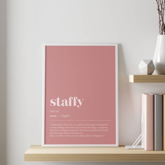 Staffy Definition Print - Customisable Staffie Dog Illustration Wall Art Minimalist Home Office Decor - image 1