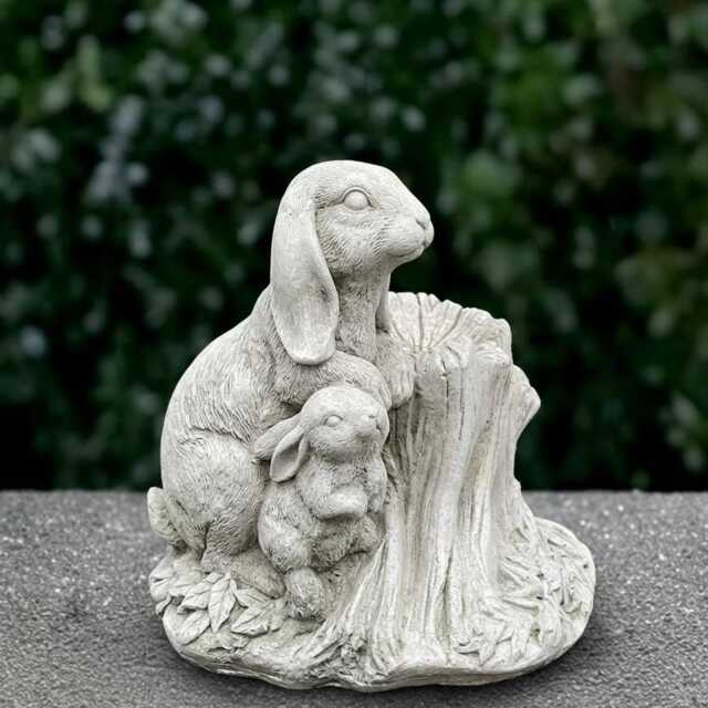 Stone Rabbit Statue Concrete Family Bunny Sculpture Outdoor Animal Decoration Handmade Ornament Bunny Lover Gift Front Door Art - image 1