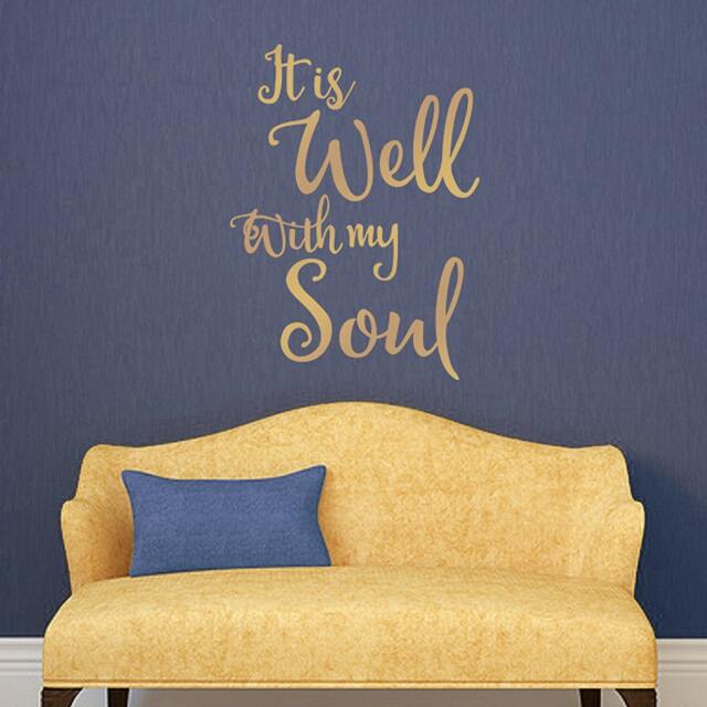 It Is Well With My Soul Wall Decal, Vinyl Saying, Inspirational Quotes, Home & Church Decor, Hymn Lyrics, Metallic Gold - image 1