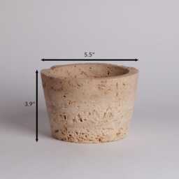Handmade Travertine Bowl Rustic Beige Stone Home Decor - thumbnail 4