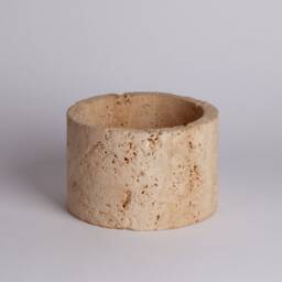 Handmade Travertine Bowl Rustic Beige Stone Home Decor - thumbnail 2