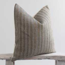 Rustic Bronze Striped Pillow Cover, Thick Woven Cotton, Bamboo Reverse - thumbnail 3