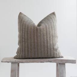 Rustic Bronze Striped Pillow Cover, Thick Woven Cotton, Bamboo Reverse