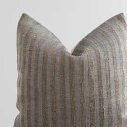 Rustic Bronze Striped Pillow Cover, Thick Woven Cotton, Bamboo Reverse - thumbnail 2