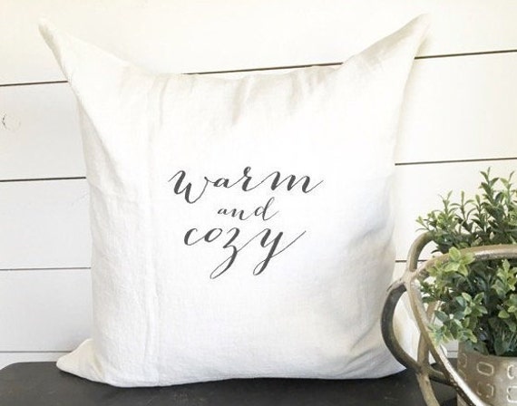 Warm & Cozy Pillow Cover, 18 X 18 Cover, Gift, Christmas Pillow, Holiday Winter - image 1