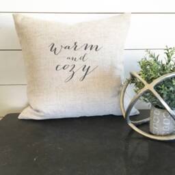 Warm & Cozy Pillow Cover, 18 X 18 Cover, Gift, Christmas Pillow, Holiday Winter - thumbnail 2