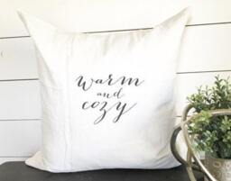 Warm & Cozy Pillow Cover, 18 X 18 Cover, Gift, Christmas Pillow, Holiday Winter - thumbnail 1