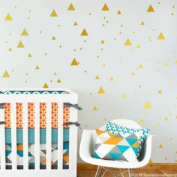 Gold Triangle Wall Decals Modern Kids Room Decor - 140 Stickers - thumbnail 2