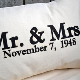 Wedding Date, Personalized Gift, Anniversary 2nd Anniversary, Wedding Christmas Gift Idea, Mr & Mrs. Pillow, Cotton - thumbnail 2