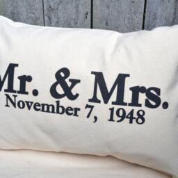 Wedding Date, Personalized Gift, Anniversary 2nd Anniversary, Wedding Christmas Gift Idea, Mr & Mrs. Pillow, Cotton - thumbnail 3