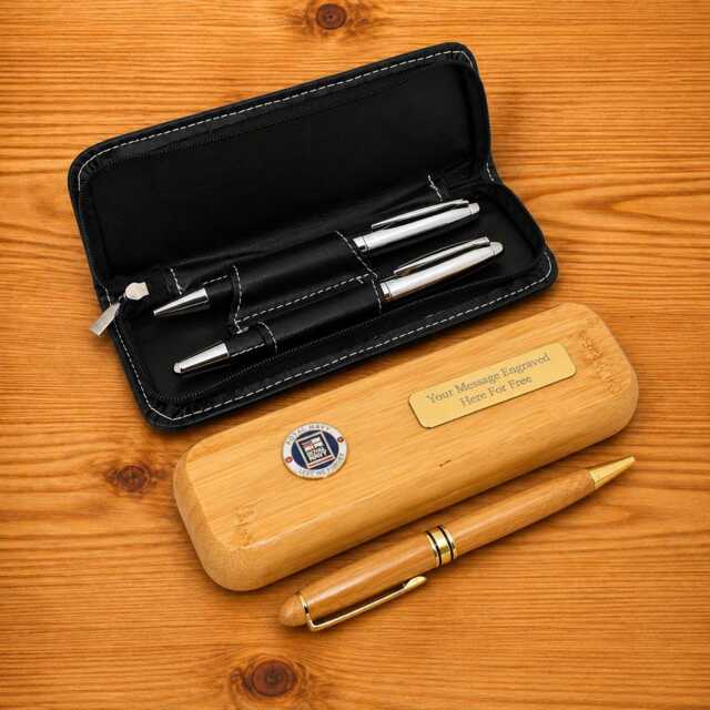 Lest We Forget Luxury Wooden Or Leatherette Pen Case With Matching Free Engraving Army Navy Raf Gift - image 1