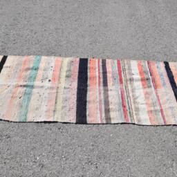 Turkish Kilim, Rugs For Bedroom, 2.4x9.2 Ft Accent White Bohemian Vintage Nursery Kilim - thumbnail 3