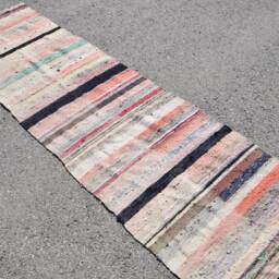 Turkish Kilim, Rugs For Bedroom, 2.4x9.2 Ft Accent White Bohemian Vintage Nursery Kilim - thumbnail 2