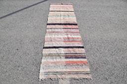 Turkish Kilim, Rugs For Bedroom, 2.4x9.2 Ft Accent White Bohemian Vintage Nursery Kilim - thumbnail 1