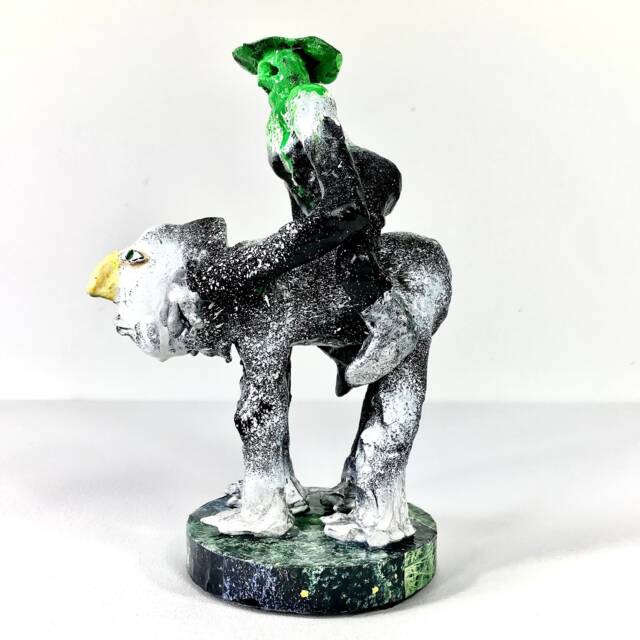 Midnight Cowboy Sculpture Green Brut Art, Paper Clay Figure - image 1