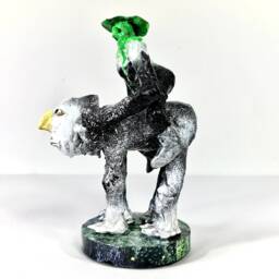 Midnight Cowboy Sculpture Green Brut Art, Paper Clay Figure