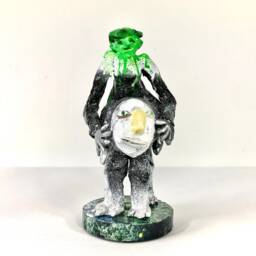 Midnight Cowboy Sculpture Green Brut Art, Paper Clay Figure - thumbnail 2