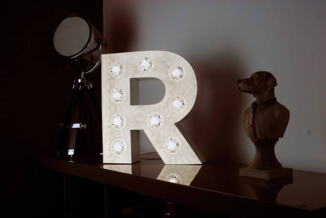 Gloss White Metal Marquee Letter Light, Modern Fairground Style - 40cm - image 1