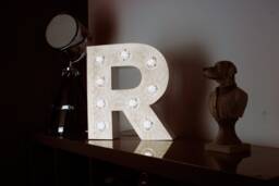 Gloss White Metal Marquee Letter Light, Modern Fairground Style - 40cm - thumbnail 1