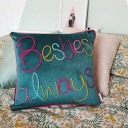 Personalised Colourful Embroidered Velvet Cushion - thumbnail 2